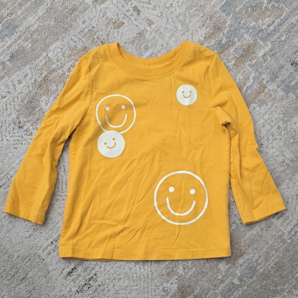Cat & Jack Yellow Long Sleeve Tee with Smiley Faces